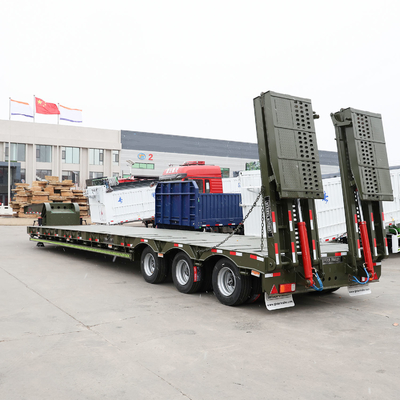 50T сталь 3 оси гусиная шея Lowboy низкая кровать полуприцеп Размеры низкая кровать прицеп грузовика
