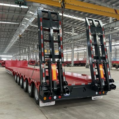 50Т грузоподъемность 3 оси Гидравлический расширяемый Lowboy Loader Lowbed Low Bed Truck Полуприцеп